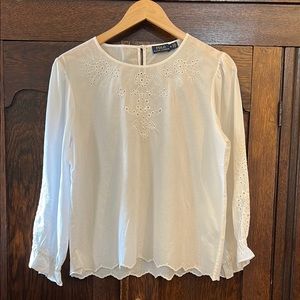 Polo by Ralph Lauren Cream Long Sleeve Embellished Blouse